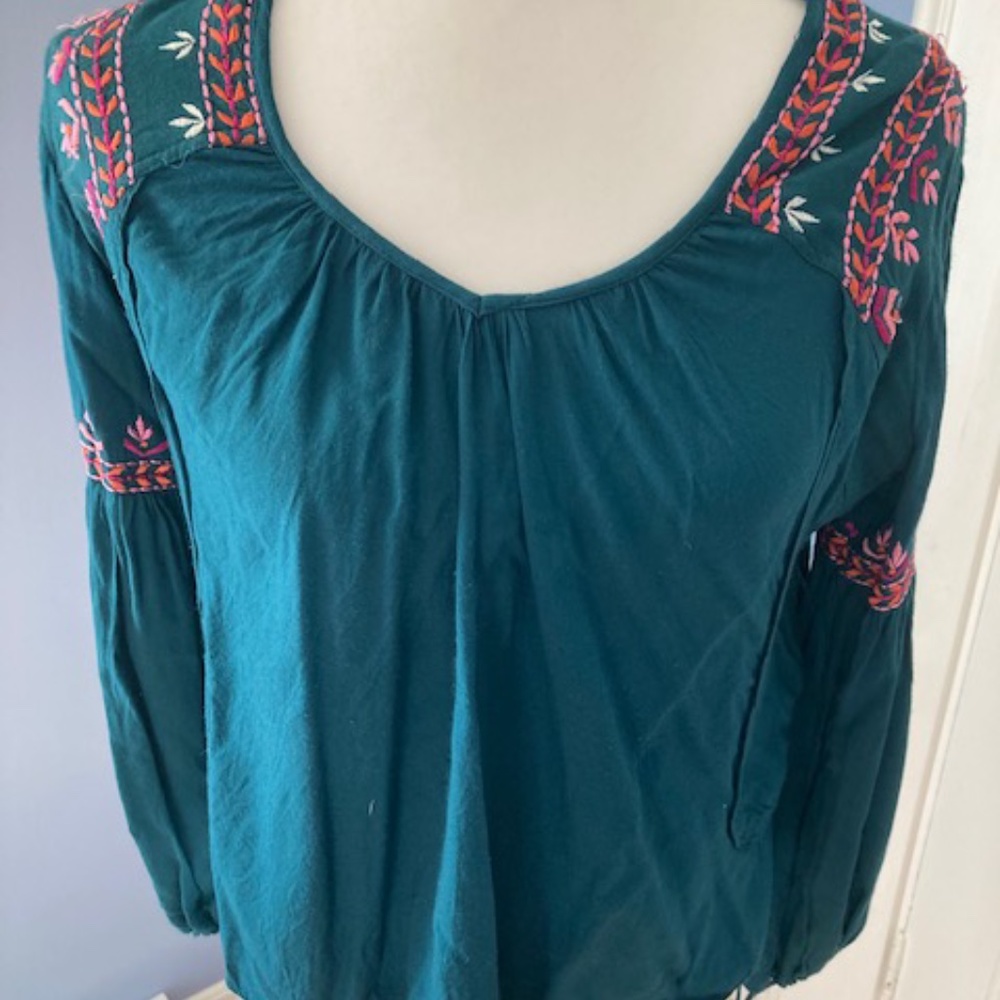 KAS Designs Turquoise Embroidered Top